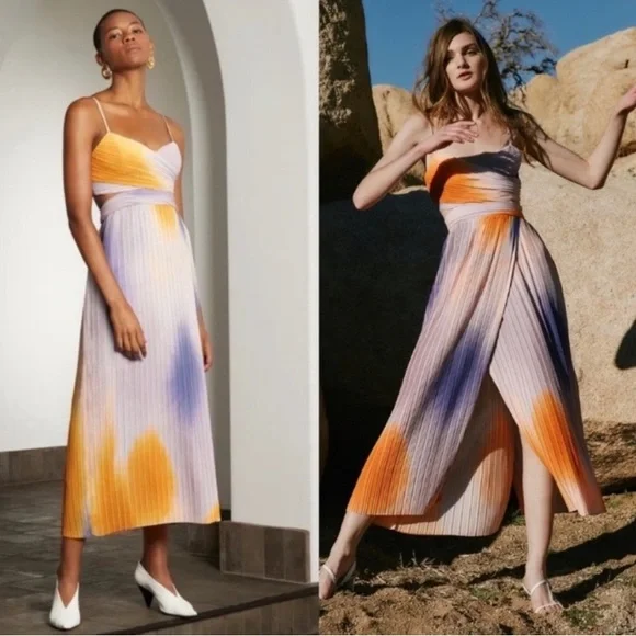 A.L.C. Sienna Ombre Dress in Multi Ombre Pleated in Size 6 - Picture 5 of 15